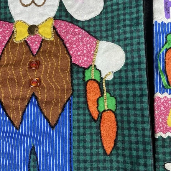 Easter Embroidered Festive Vest Unisex Buttons And Glitter Spring Easter Bunny - Picture 8 of 11